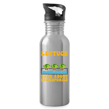 La laitue parle de l’hydroponie - Gourde avec paille intégrée - argent clair - Droite