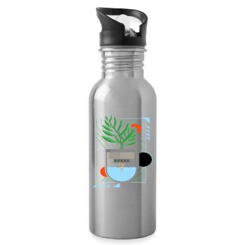 Hydroponics - Water bottle with straw - silver - Right