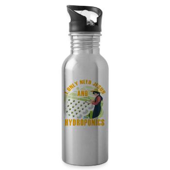 I only need Jesus and Hydroponics - Water bottle with straw - silver - Right
