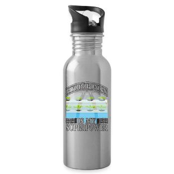 Hydroponics is my superpower - Water bottle with straw - silver - Right