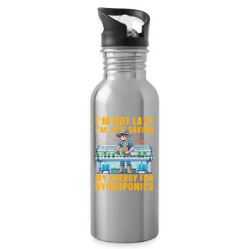 I'm not lazy I'm just saving energy for hydroponic - Water bottle with straw - silver - Right
