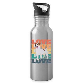 Jack Russell Terrier - Love - Water bottle with straw - silver - Right