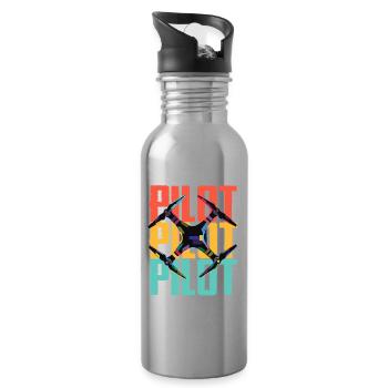 Drone - Drone Pilot - Water bottle with straw - silver - Right