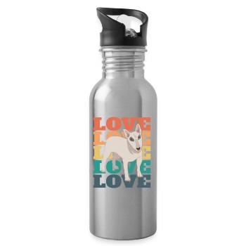 Bull Terrier - Amour - Gourde avec paille intégrée - argent clair - Droite