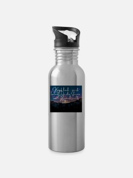 Kopf hoch - Trinkflasche mit integriertem Trinkhalm - Lightsilver