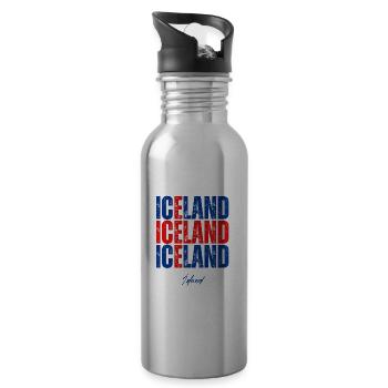 Drapeau de l’Islande, fierté islandaise - Gourde avec paille intégrée - argent clair - Droite