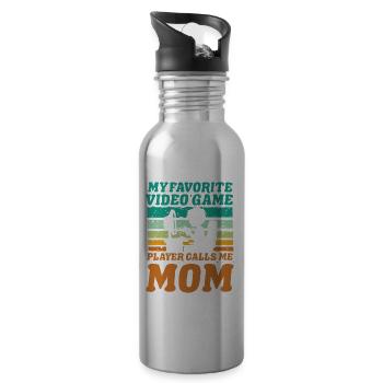 Mein Lieblings-Videospielspieler nennt mich Mama - Trinkflasche mit integriertem Trinkhalm - Lightsilver - Rechts