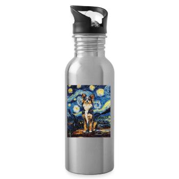 Berger Australien Chien nuit étoilée van gogh - Gourde avec paille intégrée - argent clair - Droite
