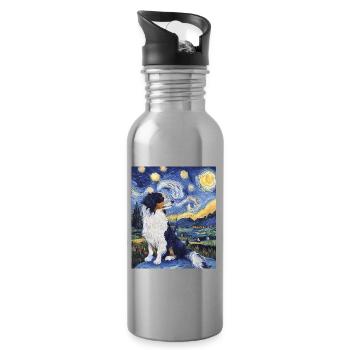 Berger Australien Chien nuit étoilée van gogh - Gourde avec paille intégrée - argent clair - Droite