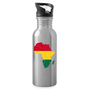 Afrika - Trinkflasche mit integriertem Trinkhalm - Lightsilver - Rechts