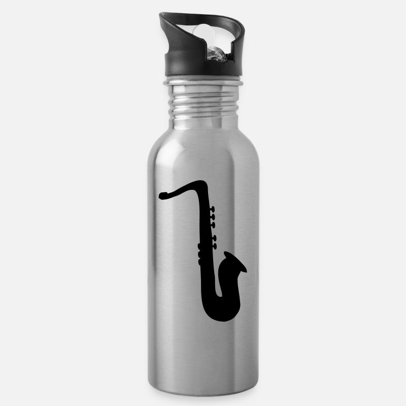 saxophone - Trinkflasche mit integriertem Trinkhalm - Lightsilver