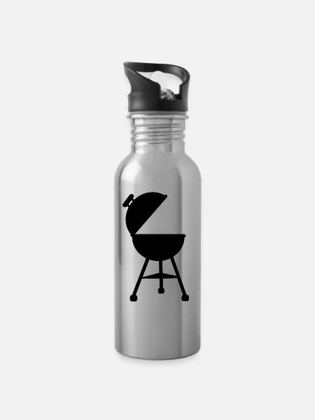 Grill - Trinkflasche mit integriertem Trinkhalm - Lightsilver