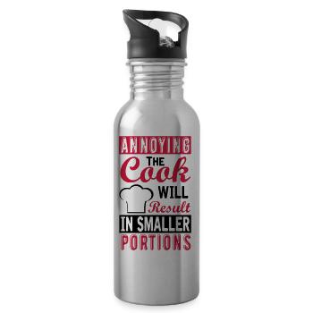 annoying the cook will result in small portions - Trinkflasche mit integriertem Trinkhalm - Lightsilver - Rechts