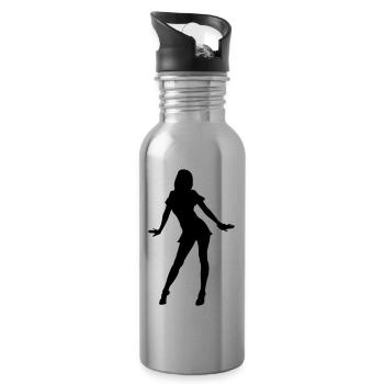 danseuses - silhouette danseuse de jeune fille - Gourde avec paille intégrée - argent clair - Droite