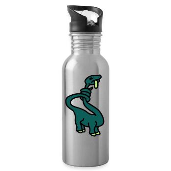 stranglesaurus_dino_3c - Trinkflasche mit integriertem Trinkhalm - Lightsilver - Rechts