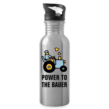 power_to_the_bauer_072011_b_3c - Water bottle with straw - silver - Right