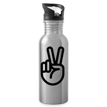 Finger - Geste de la main de la paix - Gourde avec paille intégrée - argent clair - Droite
