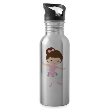 Mädchen Ballerina Ballett Cartoon - Trinkflasche mit integriertem Trinkhalm - Lightsilver - Rechts