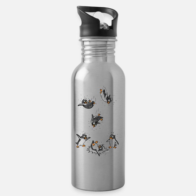Penguins can't fly! - Gourde avec paille intégrée - argent clair