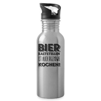 Bier kaltstellen ist auch irgendwie kochen! - Trinkflasche mit integriertem Trinkhalm - Lightsilver - Rechts