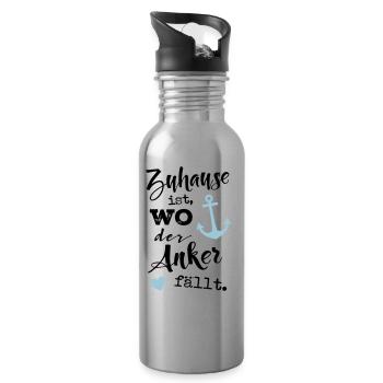 Zuhause ist, wo der Anker fällt. - Trinkflasche mit integriertem Trinkhalm - Lightsilver - Rechts