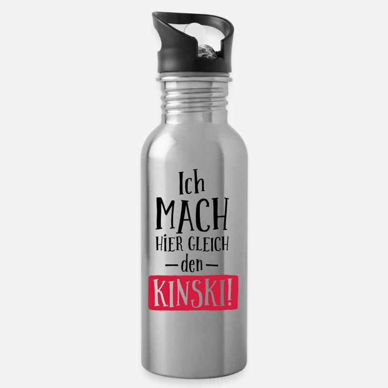 LUSTIGER SPRUCH, ICH MACH HIER GLEICH DEN KINSKI! - Trinkflasche mit integriertem Trinkhalm - Lightsilver