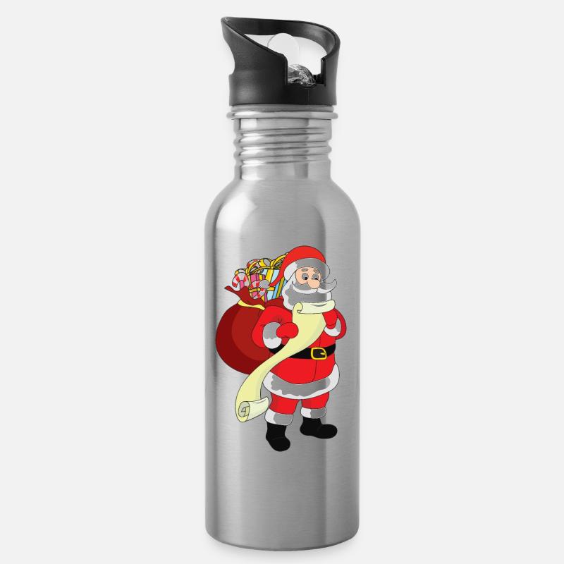Noël Noël Père Noël Père Noël - Gourde avec paille intégrée - argent clair