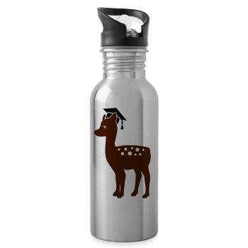 Faon au mortier - Don pour thèse de doctorat - Gourde avec paille intégrée - argent clair - Droite