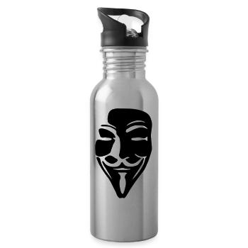 Guy Fawkes Mask for dark shirts - Trinkflasche mit integriertem Trinkhalm - Lightsilver - Rechts