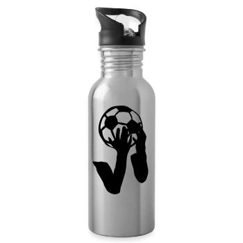 football head grip logo - Water bottle with straw - silver - Right