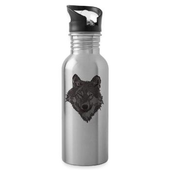 loup - Gourde avec paille intégrée - argent clair - Droite