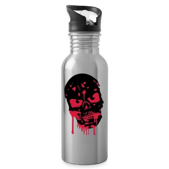 Skull Head skull blood zombie - Water bottle with straw - silver - Right