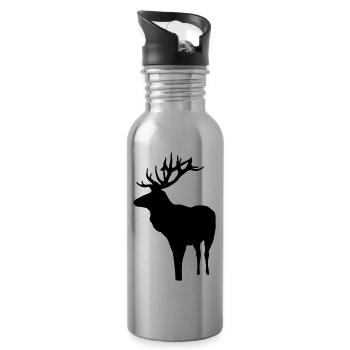 deer - antler - hunting - hunter - Water bottle with straw - silver - Right