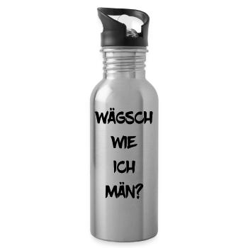 Wägsch wie ich män Pfälzischer Dialekt Geschenk - Trinkflasche mit integriertem Trinkhalm - Lightsilver - Rechts