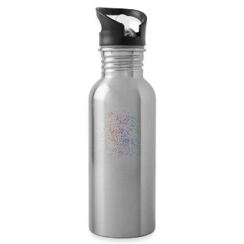 Colorful paint splashes - Water bottle with straw - silver - Right