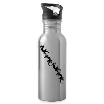 Lizards / Geckos / Echsen - Trinkflasche mit integriertem Trinkhalm - Lightsilver - Rechts