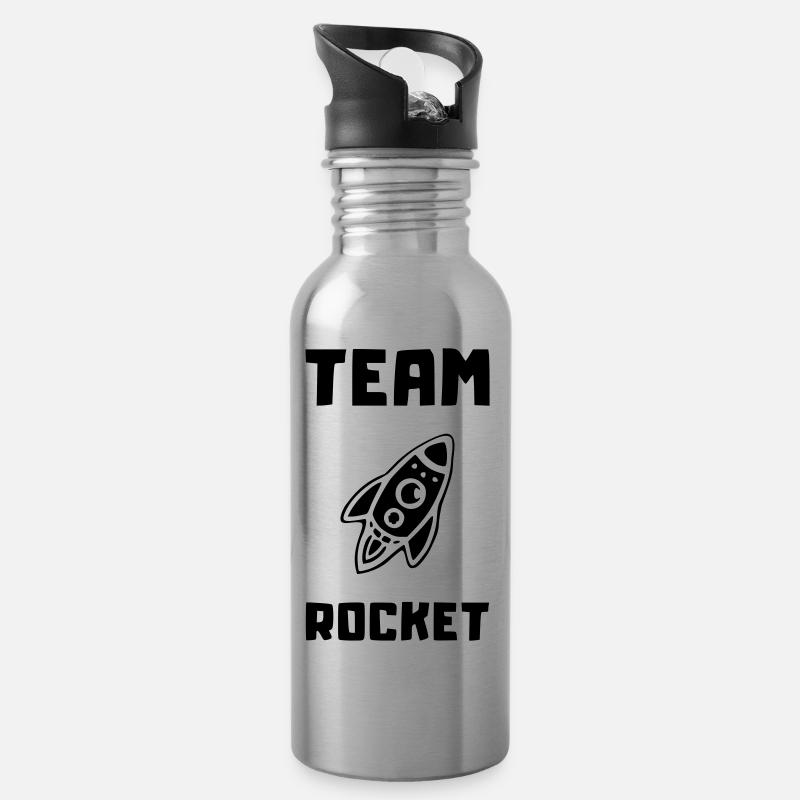 rakete team rocket - Trinkflasche mit integriertem Trinkhalm - Lightsilver