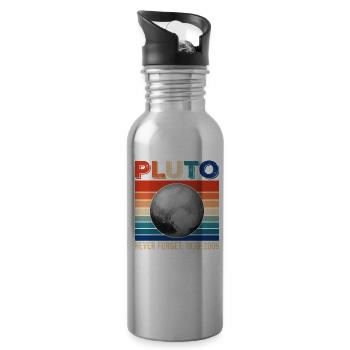 Pluto Never Forget Shirt 1930-2006 planètes - Gourde avec paille intégrée - argent clair - Droite