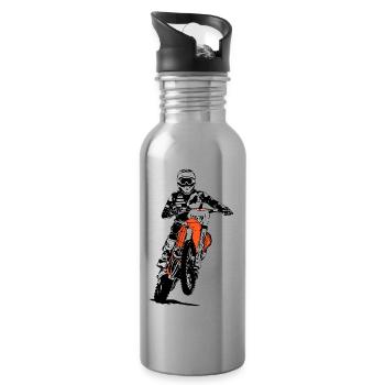 Enduro - Offroad Racing - Water bottle with straw - silver - Right
