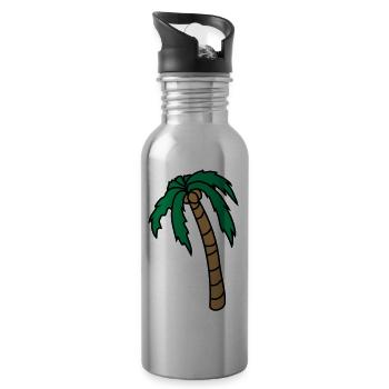 Hängende Palme Design - Trinkflasche mit integriertem Trinkhalm - Lightsilver - Rechts