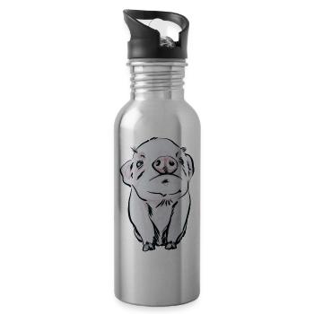 Baby Schwein - Trinkflasche mit integriertem Trinkhalm - Lightsilver - Rechts