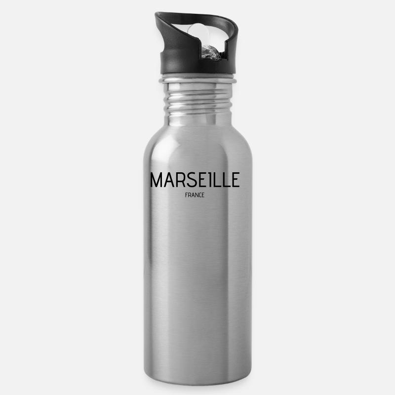 Marseille - Trinkflasche mit integriertem Trinkhalm - Lightsilver