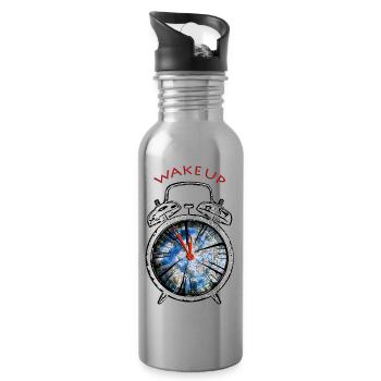 Klima Schutz, Naturschutz, Klimawandel - Trinkflasche mit integriertem Trinkhalm - Lightsilver - Rechts