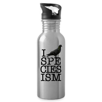 I 💩SPECIESISM - Trinkflasche mit integriertem Trinkhalm - Lightsilver - Rechts