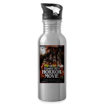 Trashy 80s Horror Movie - Water bottle with straw - silver - Right