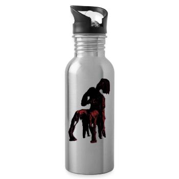 CreepySculpture - Water bottle with straw - silver - Right