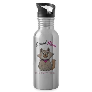 Proud Mom of a sweet baby - Water bottle with straw - silver - Right