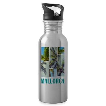 Mallorca Sommer Sonne Strand Meer Palmen Urlaub - Trinkflasche mit integriertem Trinkhalm - Lightsilver - Rechts