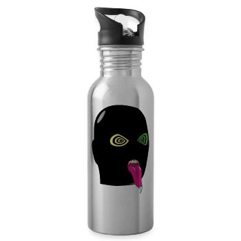 Terrorist, der seine Zunge herausstreckt - Trinkflasche mit integriertem Trinkhalm - Lightsilver - Rechts