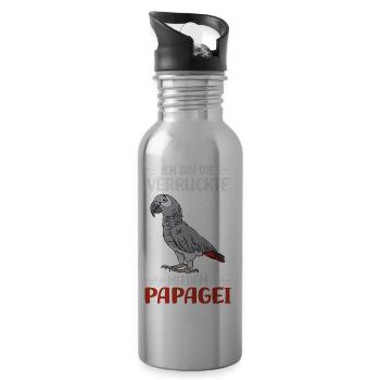Papageien - Trinkflasche mit integriertem Trinkhalm - Lightsilver - Rechts